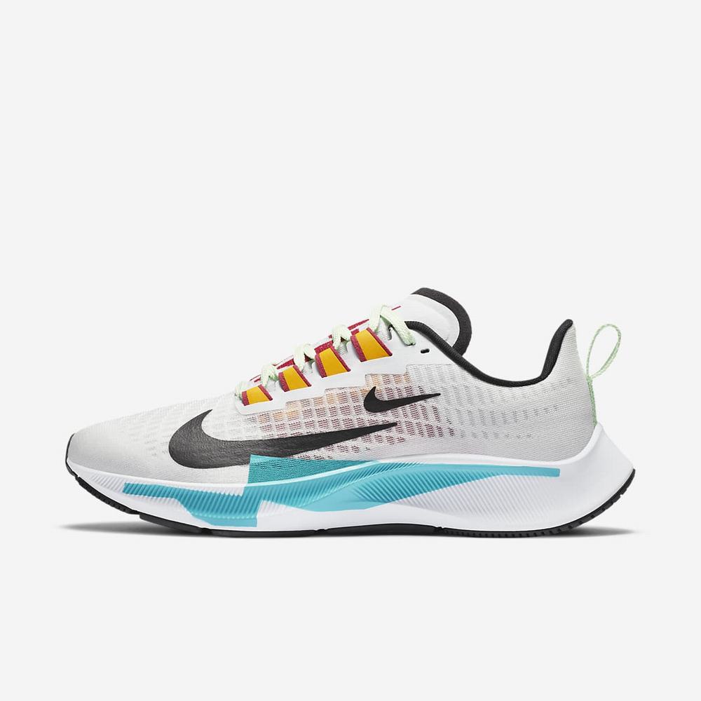 Chaussure De Running Nike Air Zoom Pegasus 37 Premium Blanche 8439-560 Summit White/Pure Platinum/Oracle Aqua/Black Femme | XQM-28192875